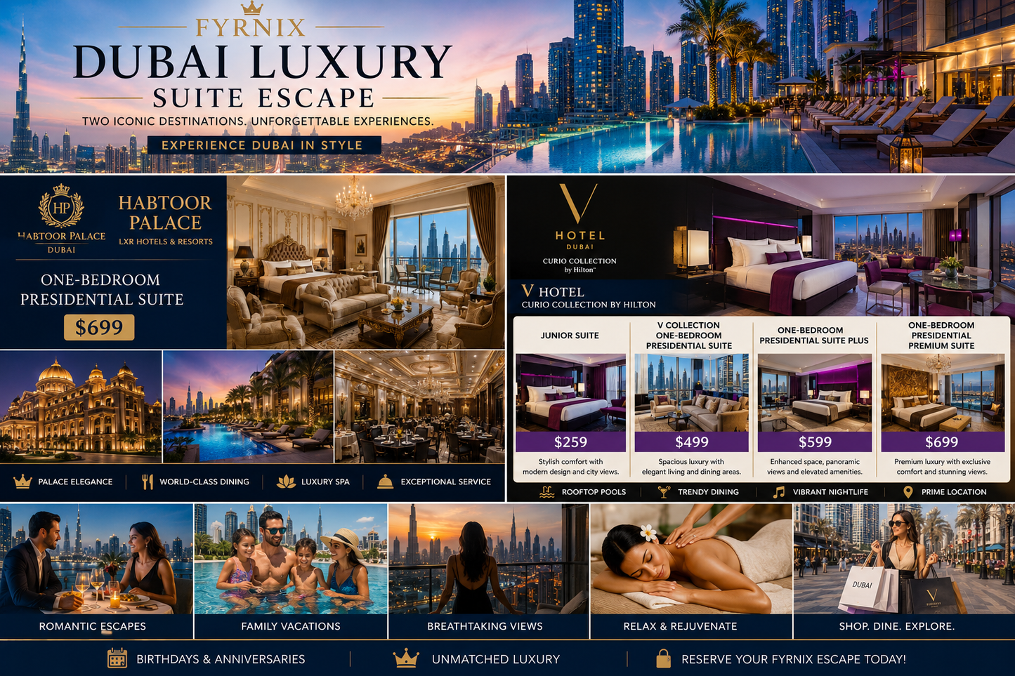FyrnIX Dubai Luxury Suite Escape – Habtoor Palace or V Hotel | From $259