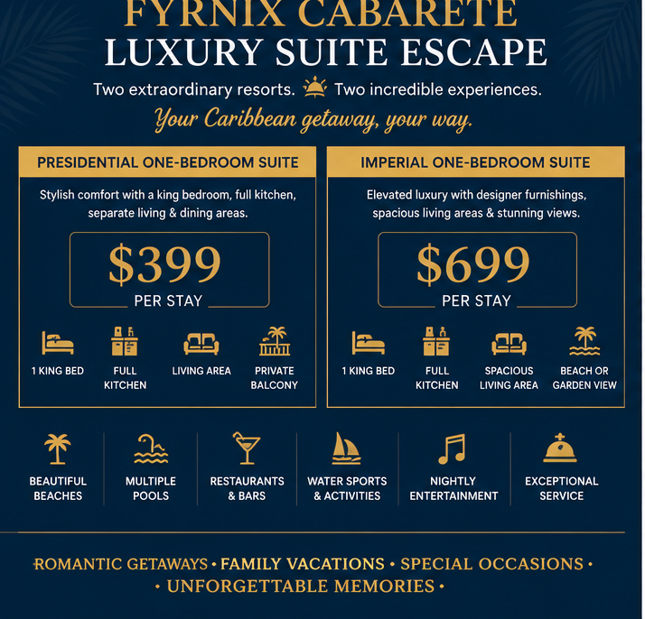 FyrnIX Cabarete Luxury Suite Escape – Presidential or Imperial One-Bedroom Suite