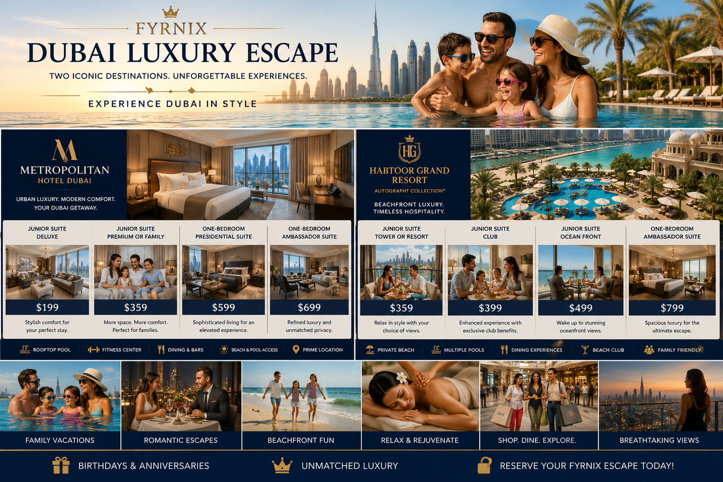 FyrnIX Dubai Luxury Escape – Metropolitan Hotel or Habtoor Grand | From $199